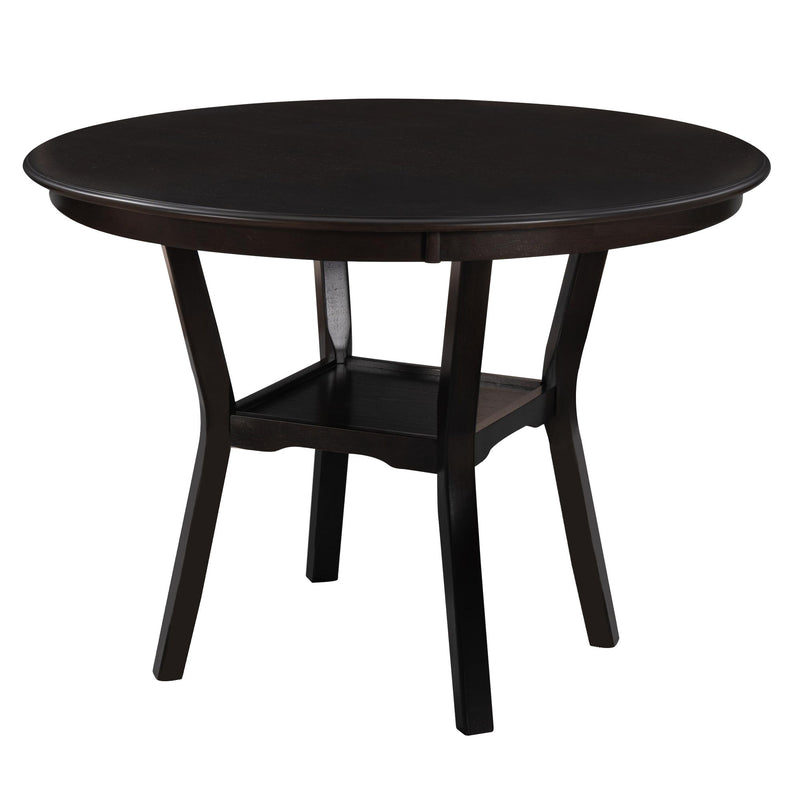 5 Piece Kitchen Dining Table Set Round Table With Bottom Shelf, 4 Upholstered Chairs For Dining Room - Espresso