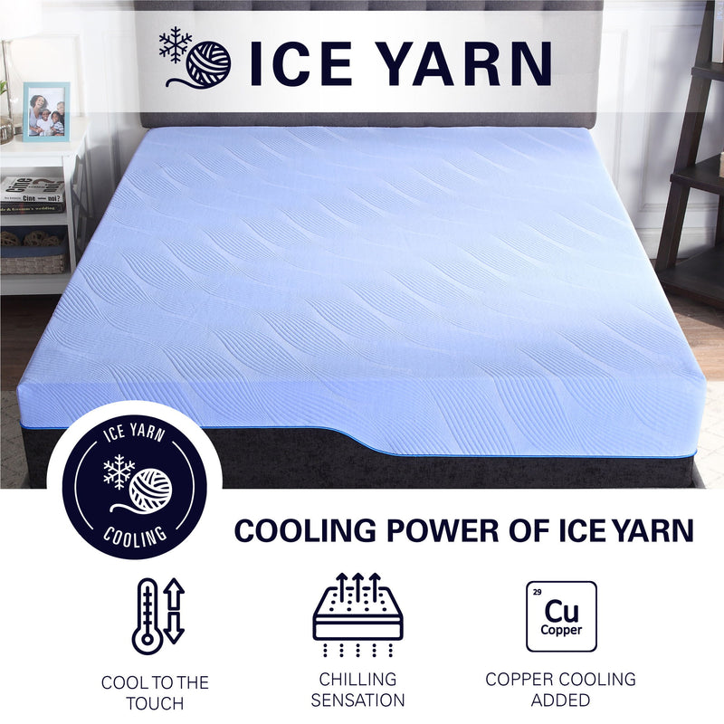 Refresh - 12" Queen Size Flex Head Memory Foam Hybrid Mattress And Adjustable Base Bundle - Blue