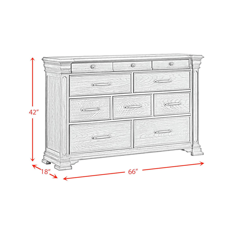 Kings Court - 10 - Drawer Dresser - Gray