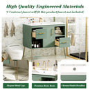 Bathroom Vanity With Resin Sink Combo Set, Modern Freestanding Single Bathroom Cabinet With 2 Drawers & 2 Storage Compartments, Storage Cabinet For Bathroom, Frame Vanity Set - Green