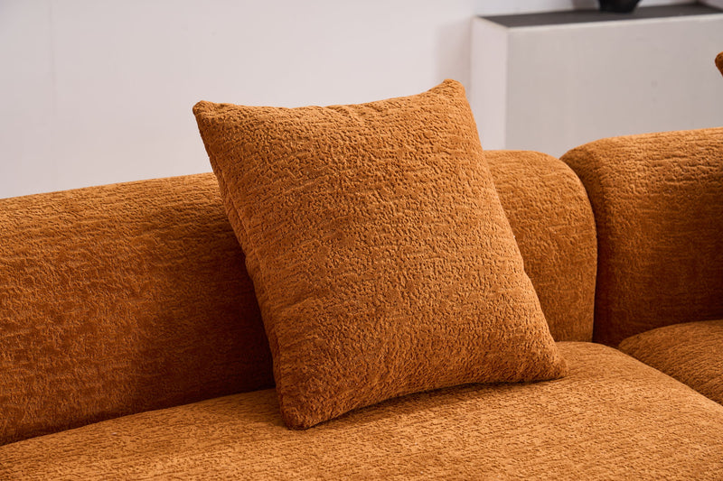 4 Seater Sofa With Chenille Fabric, 30D, 60 Hardness Full Sponge, 4 Pillow For Living Room, Home Furniture Sleeper Sectional Sofa For Apartment