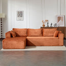 Compression Sectional Couch With Comfy Chaise, Boneless L Shape Sofa With Deep Seat