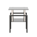 Modern Tempered Glass Tea Table, End Square Table For Living Room - Black