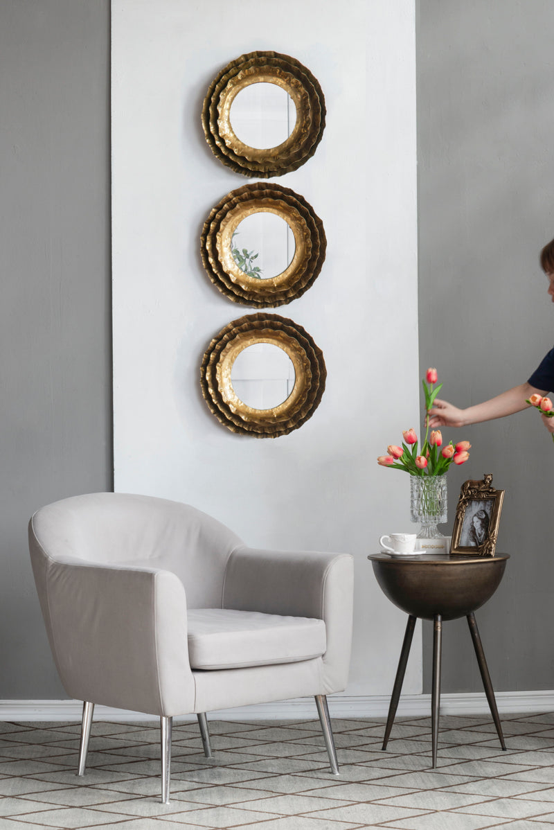 Round Wall Mirror With Metal Frame, Mid Century Modern Accent Mirror For Living Room - Gold