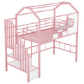 Metal Loft Bed With Roof Design And Storage Box With Guardrails And Integrated Ladder