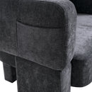Modern 3 Leg Chenille Accent Chair With Ergonomic Arms & Removable Pillow