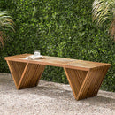 Gloaming - Outdoor Bench With Slat Design And Triangular Base