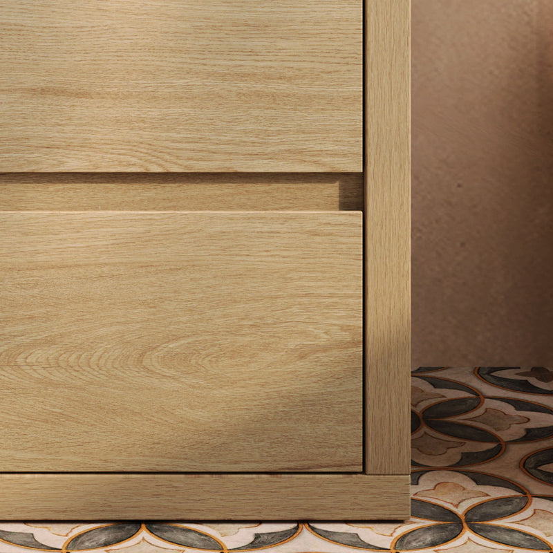 Freestanding Bathroom Vanity With Ceramic Sink, 2 Full Extension Drawers