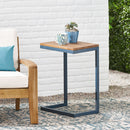 C Shaped End Table With Iron Base And Fir Wood To