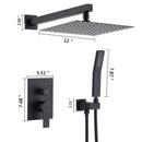 12" Ceiling Mount Shower System With Rain Mixer And Handheld Shower