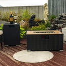 32" Propane Gas Fire Pit Table With Propane Tank Cover, 50000 Btu Rectangular Steel Fire Pit With Beautiful Wicker Base