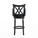 Elegant Leather Swivel Bar Stool With Arms - Espresso