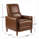 Upholstered Push Recliner Chair With Rubber Wood Legs For Living Room