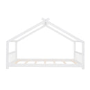 Twin Size House Bed Wood Bed, White