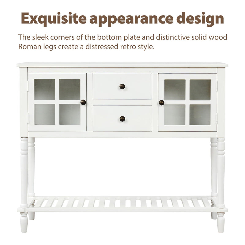 Hearth & Haven Stella Buffet Storage Cabinet With Bottom Shelf, White
