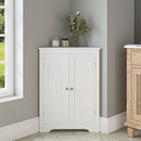 Corner Cabinet With 2 Doors And Adjustable Shelves, Freestanding Narrow Storage Organizer For Bathroom - White