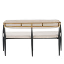 Modern Upholstered Loveseat Settee - Beige / Black / Gold