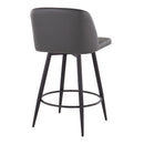 Toriano - Contemporary Fixed-Height, Counter Stool With Swivel With Round Footrest (Set of 2)