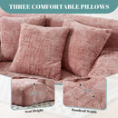 Chenille Interior Lazy Sofa Chaise Longue Armchair With 3 Pillows And Armrests