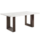 Edwyn - Dining Table With Marble Top - White Natural Marble Top & Brown