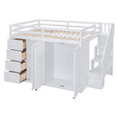 Loft Bed With Built In Wardrobes, Cabinets And Drawers