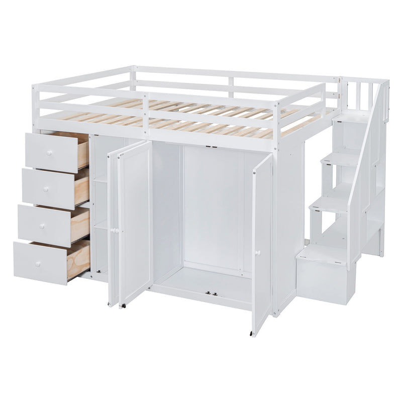 Loft Bed With Built In Wardrobes, Cabinets And Drawers