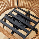 Modern 3 Piece Set, Anti - Spill Round Coffee Table, 2 Rattan Swivel Chairs, Outdoor Patio Furniture For Tea Time - Black / Wood