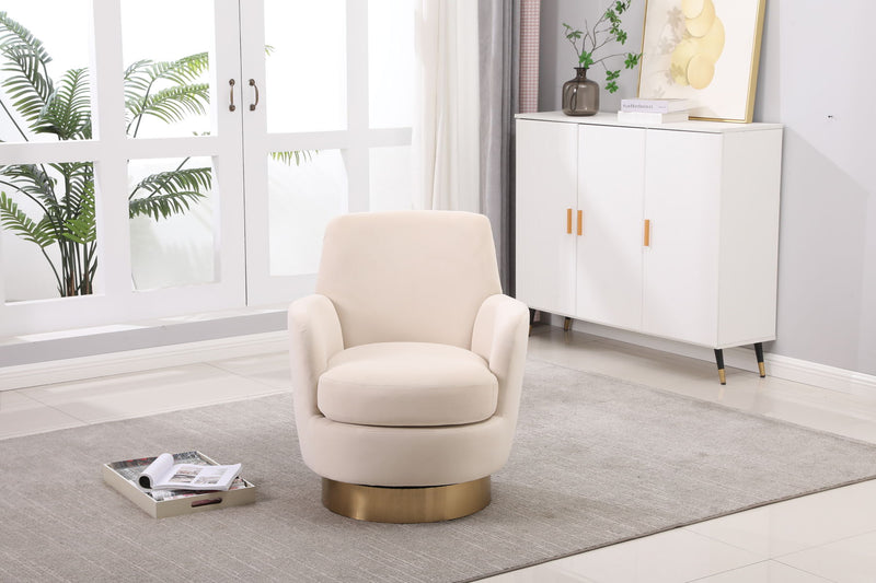 Swivel Barrel Chair, Swivel Accent Chairs Armchair For Living Room, Reading Chairs For Bedroom Comfy, Round Barrel Chairs With Gold Stainless Steel Base