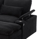 Convertible Loveseat Sofa With Storage, USB Ports, Cup Holders - Black