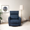 Carson - Swivel Glider Suede Recliner Chair - Midnight Blue
