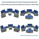 10 Piece Outdoor Sectional Half Round Patio Rattan Sofa Set