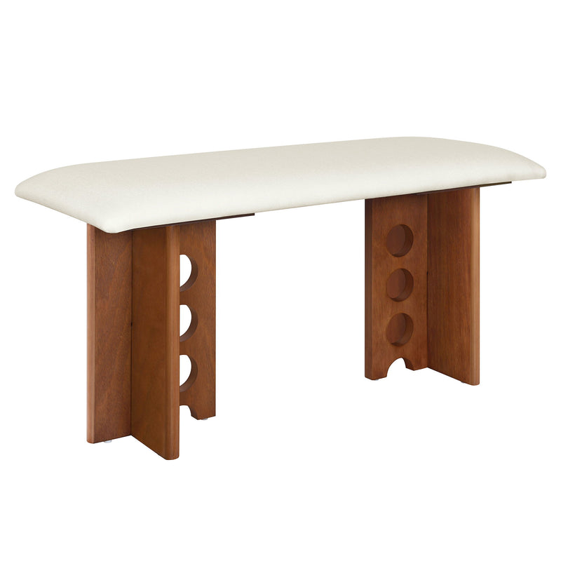 Modern Double Pedestal 6 Piece Dining Table Set, 4 Upholstered Rattan Back Dining Chairs And Bench