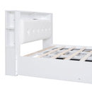 Queen Size Tufted Upholstered Platform Bed  with Storage Headboard and Hydraulic Storage System, Modern PU Storage Bed with Motion Activated Night Lights and USB Charger,White