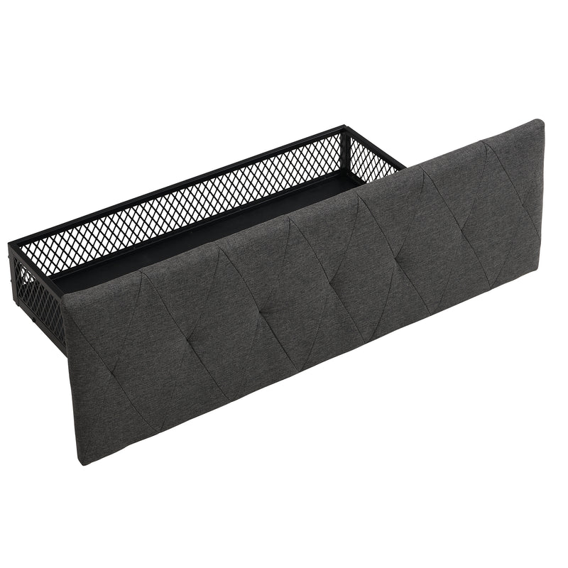 Twin Size Storage Bed Metal Platform Bed with a Big Drawer - Gray