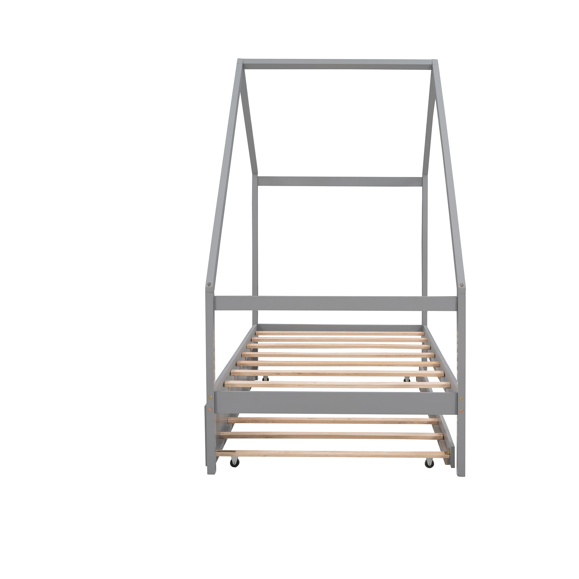 Twin Size Wooden House Bed With Twin Size Trundle, Gray - Atlantic Fine Furniture Melbourne FL