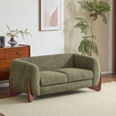 Contemporary Boucle Sherpa Sofa With Birch Wood Legs