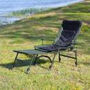 Camping Lounge Chair With Detachable Footrest, Portable Folding Reclining Camping Chair With Adjustable Backrest For Indoor And Outdoor Camping Beach Hiking Fishing - Green / Black