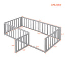 Twin Size Wood Daybed Frame with Fence, Gray(OLD SKU :WF289661AAE)