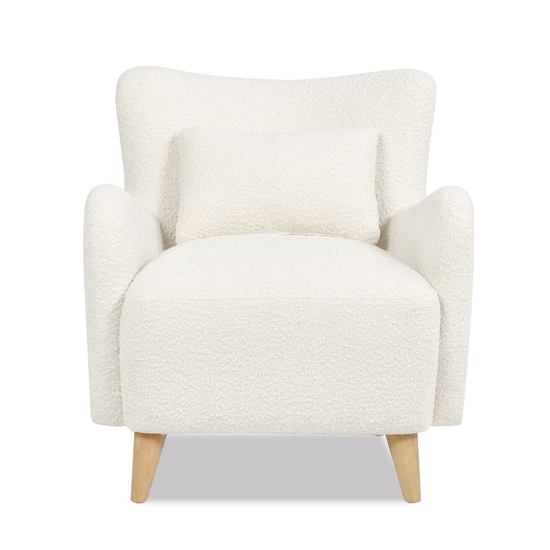 Lune - Curved Arm Accent Chair With Lumbar Pillow - Ivory White