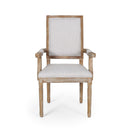 French Country Style Upholstered Dining Chair With Square Backrest