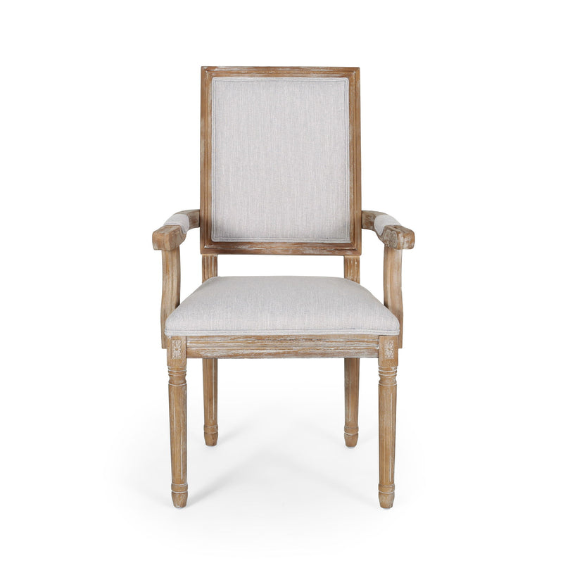 French Country Style Upholstered Dining Chair With Square Backrest