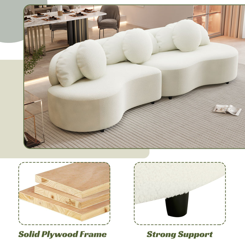 Modern Living Room Sofa Lamb Velvet Upholstered For Home