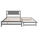 Full Size Platform Bed with Adjustable Trundle,Gray(Old SKU:SM000248AAE)