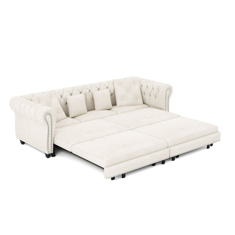 3 In 1 Pull Out Sofa Bed With Movable Ottoman