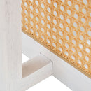 Chinese Style White Solid Wood And Imitation Rattan Coffee Table