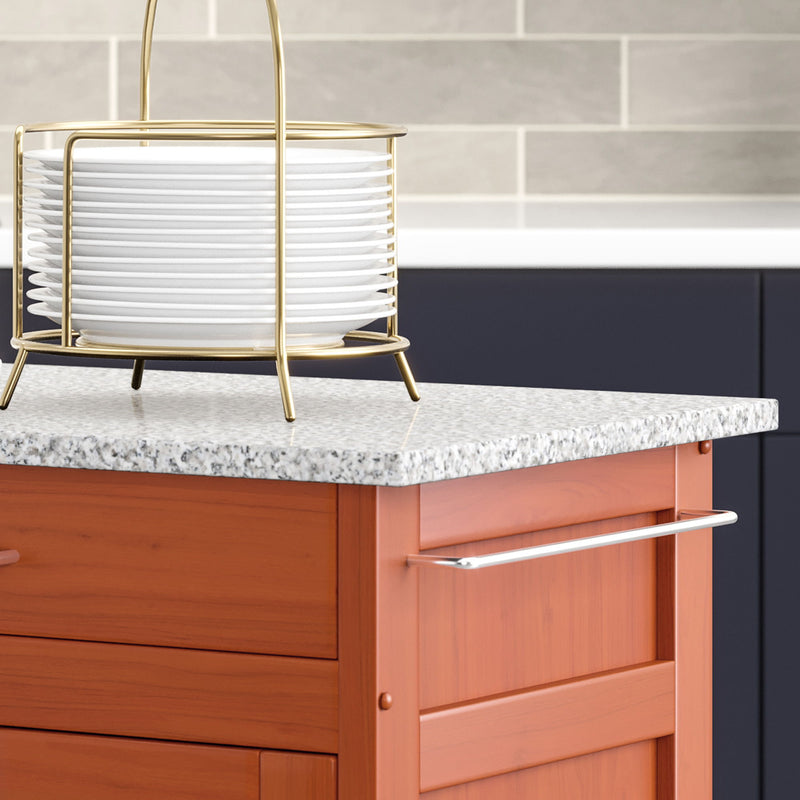 Create-A-Cart - 4 Doors Kitchen Cart - Gray Granite Top