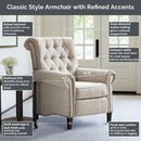 Aidan - Push Back Recliner Chair With Tufted Back And Nailhead Trim - Cream