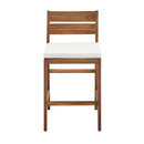Modern 2 Piece Solid Acacia Wood Counter Stools With Cushion