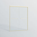 Double Sliding Shower Door, Semi-Frameless Bypass Bathroom Sliding Door With 1/4" (6 Mm) Tempered Glass For Walk-In Shower