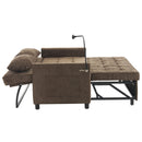 Pull-Out Sleeper Sofa With Reversible Backrest Cushion, Side Pockets, 2 USB Ports And A Phone Holder For Living Room
